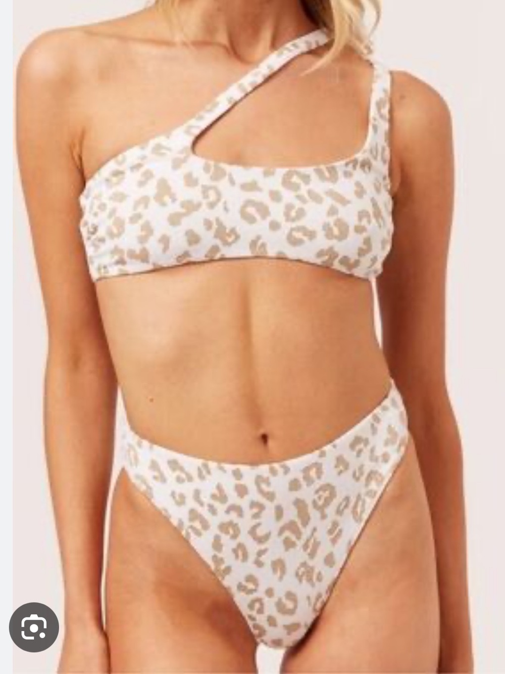SOLID & STRIPED White and Tan Leopard Bikini